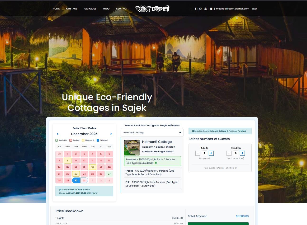 Launch the new website for Meghpolli Resort